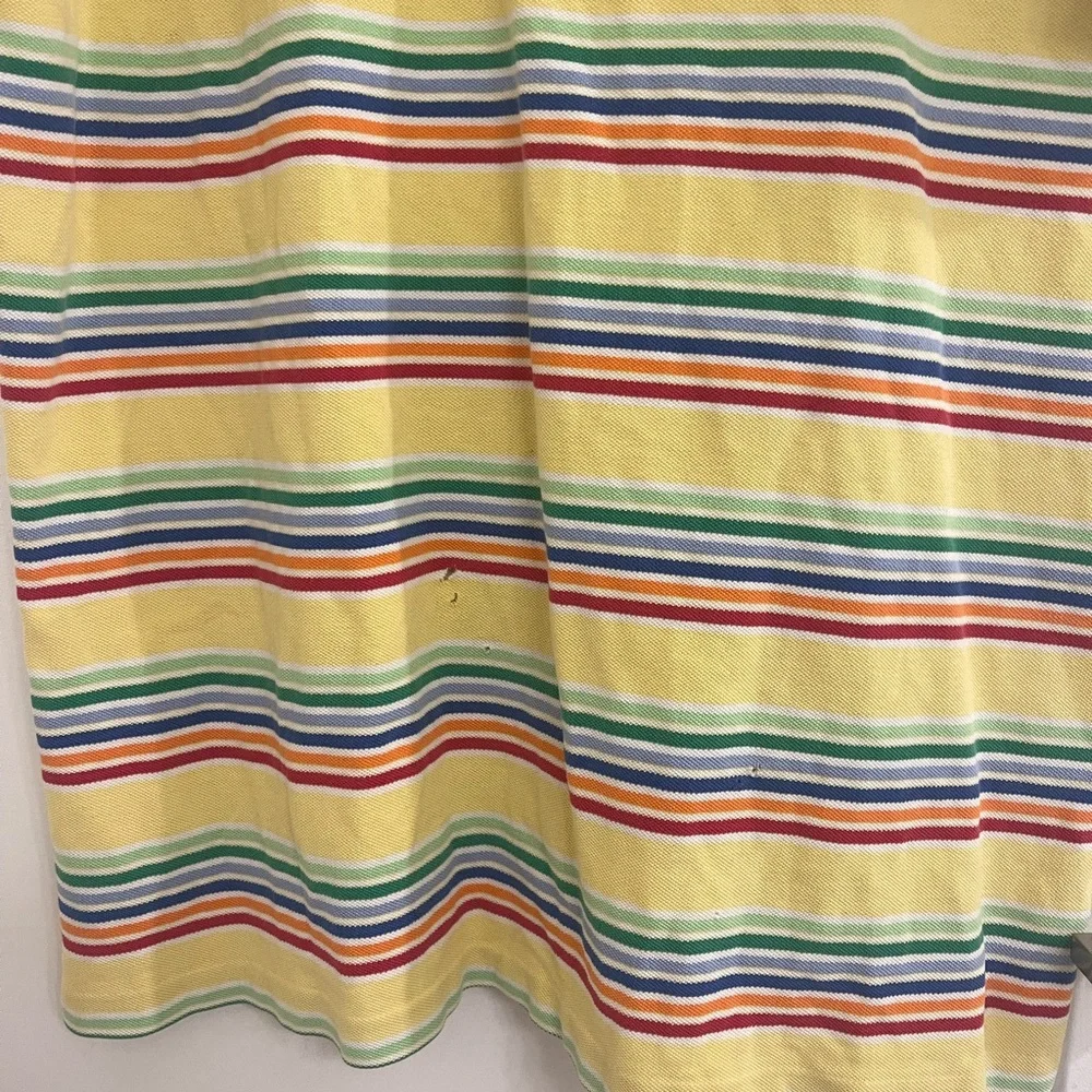 Vintage Yellow Striped Polo Shirt Preppy Spring‎ 90s Easter Shirt